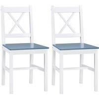 HOMCOM Dining Chairs Set of 2, Pine Wood Kitchen Chairs with Cross Back, Solid Structure for Living Room and Dining Room, White