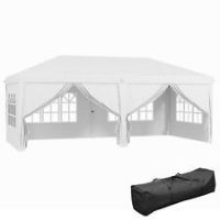 Outsunny 3 x 6m Pop Up Gazebo Height Adjustable Party Tent w/ Storage Bag Black