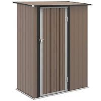 Outsunny Outdoor Storage Shed Steel Garden Shed with Lockable Door Brown