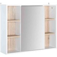 HOMCOM Bathroom Mirror Cabinet, Wall Mounted Medicine Cabinet with Storage Cupboard and Adjustable Shelf, White