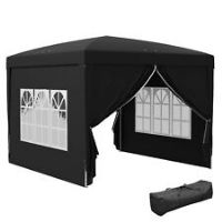 Outsunny 3mx3m Pop Up Gazebo Party Tent Canopy Marquee with Storage Bag Black