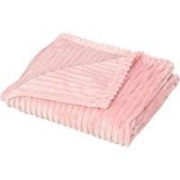 HOMCOM Fleece Blanket, All-Season Fluffy Throw Blanket for Bed, Couch, Chair, Striped Reversible Travel Bedspread, Single Size, 152 x 127cm, Pink