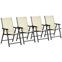 Outsunny 4-PCS Garden Armchairs Outdoor Patio Folding Modern Furniture, Beige