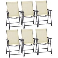 Outsunny 6-PCS Garden Armchairs Outdoor Patio Folding Modern Furniture, Beige