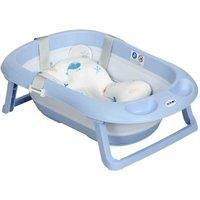 ZONEKIZ Collapsible Bath Tub with Non-Slip Support, Cushion Pad, Drain Plugs, Shower Head Holder, Storage Compartments