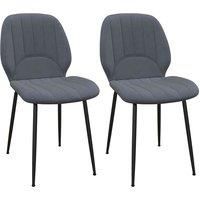 HOMCOM Velvet Dining Chairs Set of 2, 2 Piece Dining Room Chairs with Backrest, Padded Seat and Steel Legs, Dark Grey