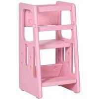 HOMCOM Kids Step Stool, Adjustable Standing Platform, Toddler Kitchen Stool