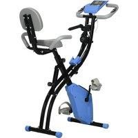 HOMCOM 2-in-1 Folding Exercise Bike with 8-Level Magnetic Resistance, Arm Resistance Band, Pulse Sensor, Blue Aosom UK