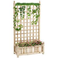 Outsunny Raised Garden Bed with Trellis Garden Planters Indoor Outdoor Natural