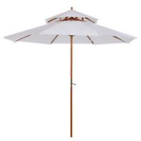 Outsunny Garden Wood Patio Parasol Sun Shade Outdoor Umbrella Canopy Cream