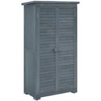 Outsunny Wooden Garden Storage Shed, 3 Shelves Tool Cabinet, Grey