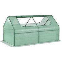 Outsunny Raised Garden Bed Planter Box with Greenhouse, Large Window, Green