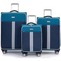 Lightweight Blue Cabin Suitcases 4 Wheel Luggage Travel Trolley Cases Soft Bag