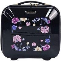 Hard Shell Black 4 Wheel Suitcase Flower Print Luggage Lightweight Cabin Travel