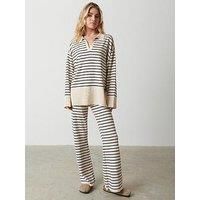 Pretty Lavish Striped Hayden Knitted Trousers - Cream