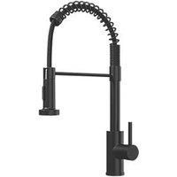 Modern Kitchen Tap Single Lever Pull Out Dual Spray Swivel Spout Matt Black