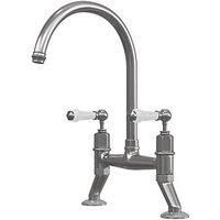 ETAL Alton Deck-Mounted Dual Lever Bridge Mixer Pewter (739JL)