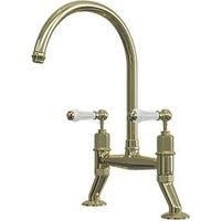 ETAL Alton Deck-Mounted Dual Lever Bridge Mixer Polished Brass (208JL)