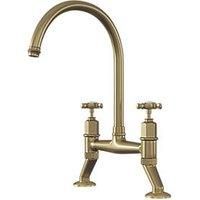 ETAL Alton Deck-Mounted Cross Head Bridge Mixer Brushed Brass (459JL)