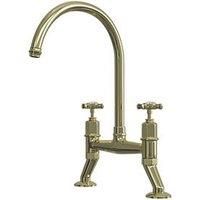 ETAL Alton Deck-Mounted Cross Head Bridge Mixer Polished Brass (463JL)