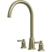 ETAL Cuthbert Dual Lever 3 Tap-Hole Kitchen Tap Polished Brass (708JL)