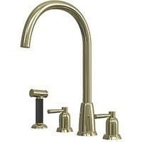 ETAL Cuthbert Dual Lever 4 Tap-Hole Kitchen Tap with Rinse Polished Brass (945JL)