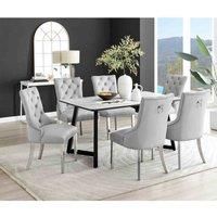 Carson Rectangular Dining Table in White, Marble Effect & 6 Belgravia Chairs