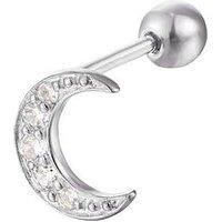 Seol + Gold Crescent Moon Cz Stud (Sold As Single)