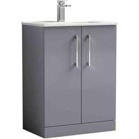 nuie Arno 600mm Floor Standing 2 Door Vanity & Basin 2 - Satin Grey