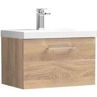 nuie Arno 600mm Wall Hung 1-Drawer Vanity & Basin 1 - Bleached Oak