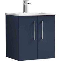 nuie Arno 500mm Wall Hung 2-Door Vanity & Basin 2 - Midnight Blue