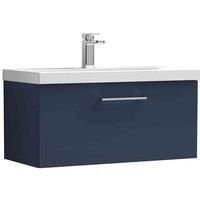 nuie Arno 800mm Wall Hung 1-Drawer Vanity & Basin 3 - Midnight Blue