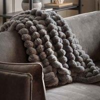 Crossland Grove Ribbed Faux Fur Throw Grey 1300X1700Mm