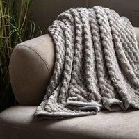 Crossland Grove Jacquard Velvet Knitted Throw Grey 1500X2000Mm