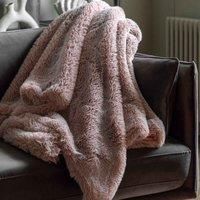 Crossland Grove Juniper Faux Fur Throw Mauve 1300X1500Mm