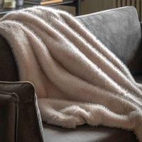 Crossland Grove Maple Faux Fur Throw Oatmeal 1300X1500Mm