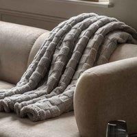 Crossland Grove Oakley Checked Sherpa Throw Grey 1400X1800Mm