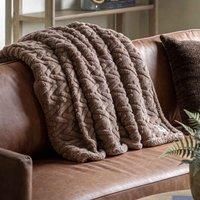 Crossland Grove Herringbone Sherpa Throw Taupe 1400X1800Mm