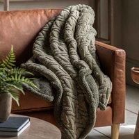 Crossland Grove Herringbone Sherpa Throw Sage 1400X1800Mm