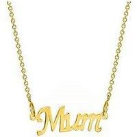 The Love Collection Gold Plated Sterling Silver Mum Necklace With Cable Chain