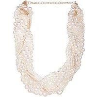 V By Very Plaited Pearl Statement Necklace