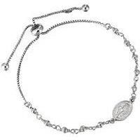 V By Very Adjustable Sterling Silver Miraculous Medal Bracelet