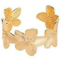 V By Very Gold Plated Floral Cuff Bangle