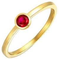 The Love Collection Gold Plated Sterling Silver Birthstone Cz Rubover Ring