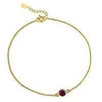 The Love Collection Gold Plated Sterling Silver Birthstone Cz Rubover Bracelet