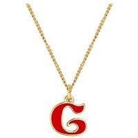 The Love Silver Collection Gold Plated Enamel Alphabet Charm With Chain - Red