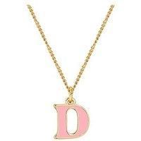 The Love Silver Collection Gold Plated Enamel Alphabet Charm With Chain - Pink