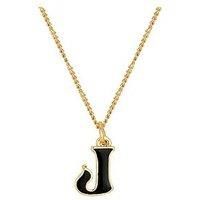 The Love Silver Collection Gold Plated Enamel Alphabet Charm With Chain - Black