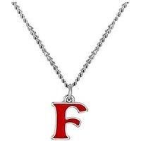 The Love Silver Collection Sterling Silver Enamel Alphabet Charm With Chain - Red