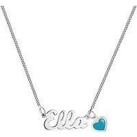 The Love Silver Collection Sterling Silver Name Necklace With Blue Enamel Heart Charm